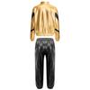 Girls Hip Hop Dance Jacket Metallic Zipper Contrast Color Stand Collar Coat Glittery Waist Pants Set