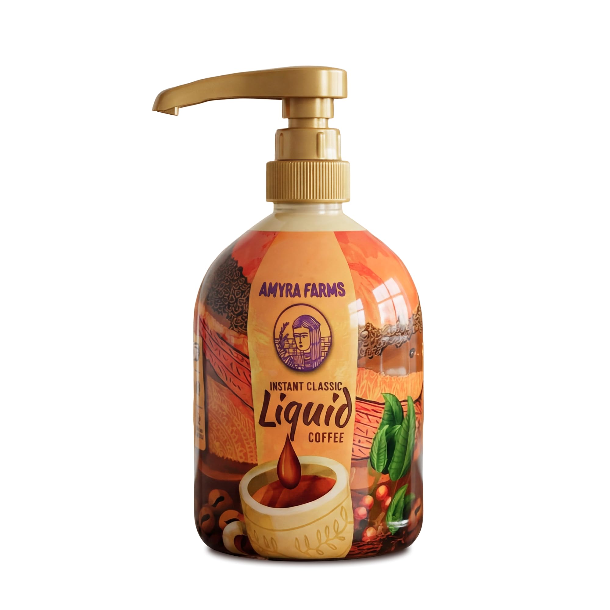 Amyra Farms Instant Classic Liquid Coffee | 500 ml Bottle | Ready to Use | Makes Hot & Cold Coffee | Premium Estate-Grown Coffee Concentrate
