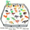 53pcs Mini Jungle Animal Figures Set - Educational Puzzle Toy with Fence & Tree for Youngsters' Birthday, Christmas & Party Learning Fun