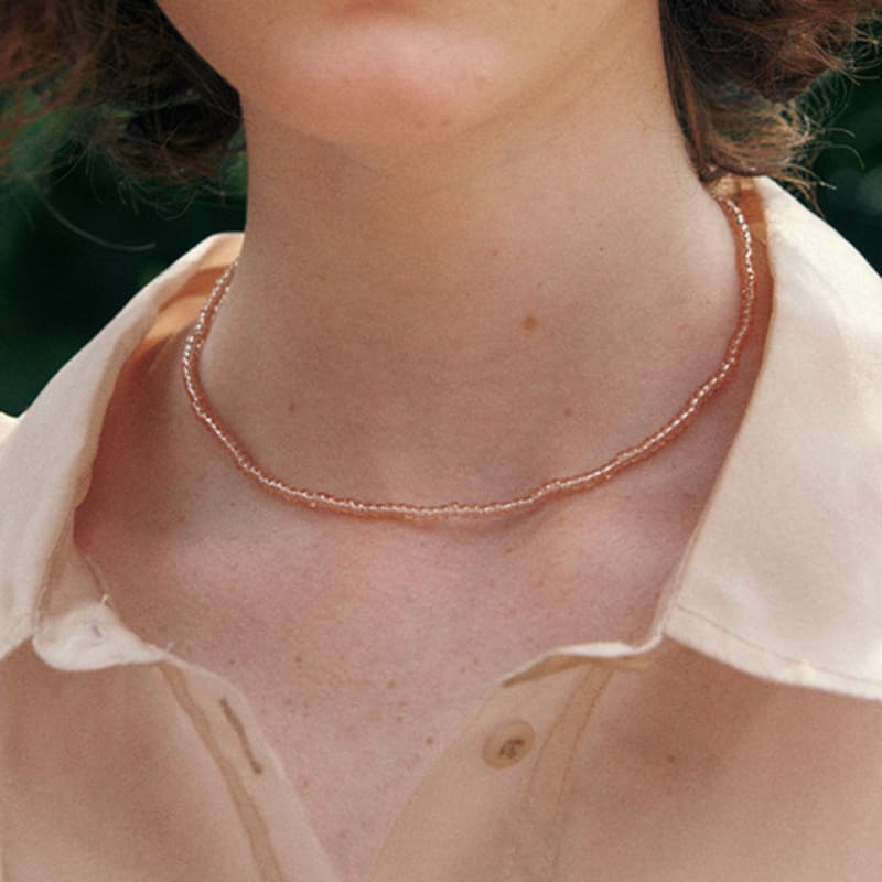 

green [925 silver] Un.silver.185 / jelly necklace pink