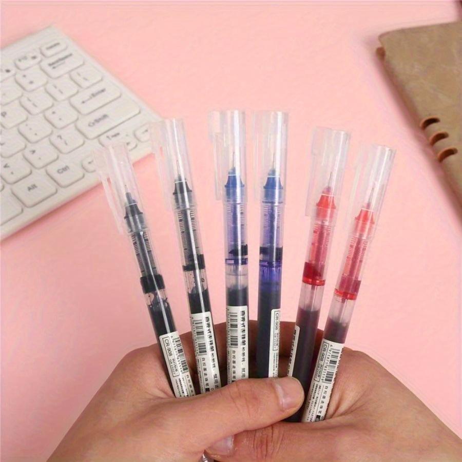 100Pcs Straight Liquid Ball Pen Quick Drying Business File Signature Gel Pen 0.5mm Black/Blue Ink Office School Use,Birthday Gifts,School Season