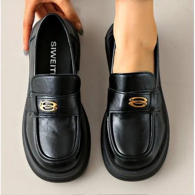 Thick Sole Lefu Shoes Women's Retro British Style Small Leather Shoes Thick Heel Soft Sole Casual Single Shoes Zapatillas Mujer