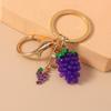Cute Enamel Simulation Fruit Keychain Grape Watermelon Key Rings for Women Girls Handbag Pendants DIY Jewelry Gifts