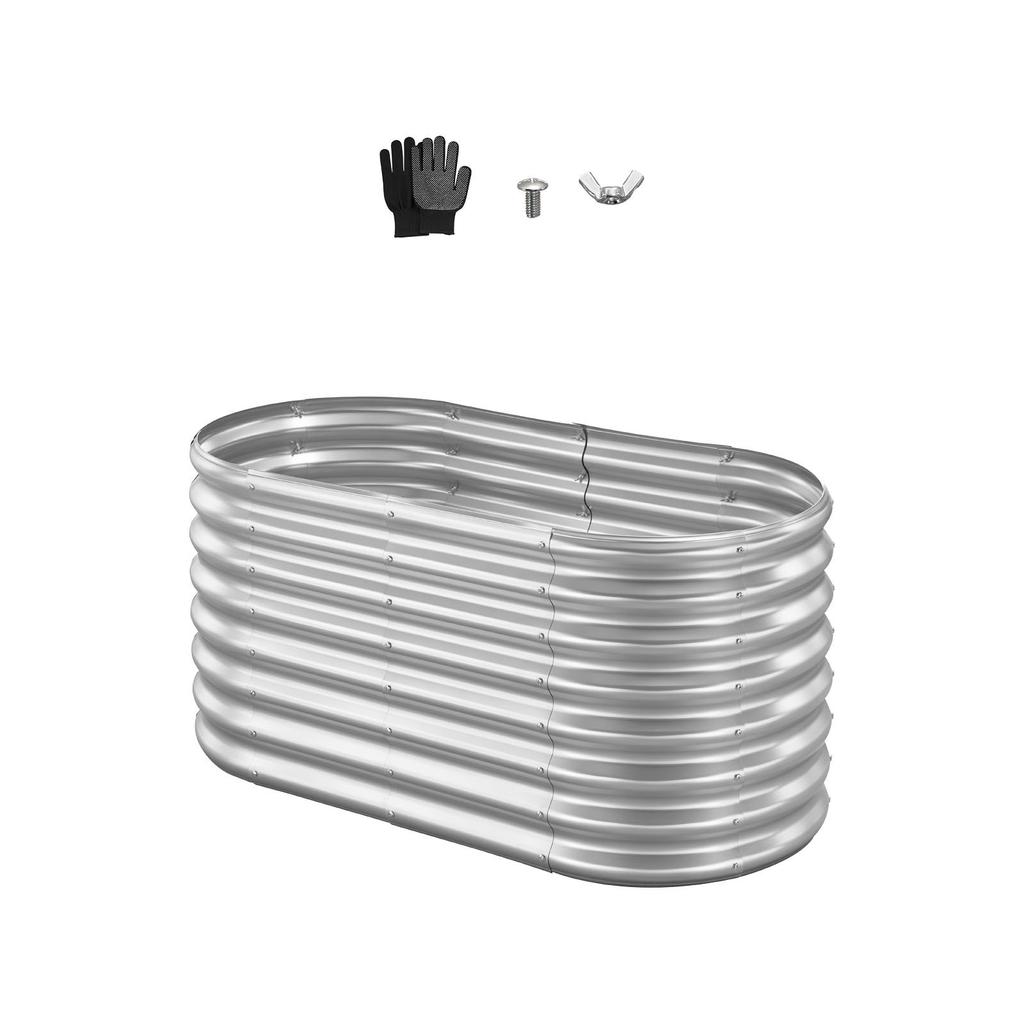 VEVOR Metal Raised Garden Bed, 1.2 X 0.6 X 0.6 M Oval Outdoor Galvanized Planter Garden Box, Open Bottom Design