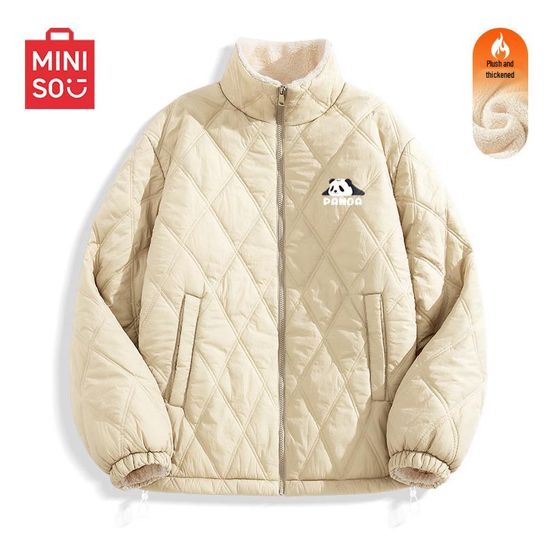 MINISO Men's Heavyweight Plush-Lined Stand Collar Winter Jacket