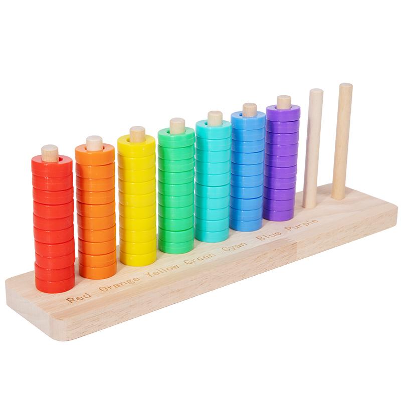 Montessori Rzut Pierścieniem Planszowa Gra Drewniane Zabawki Sortowanie Kolorów Gra Puzzle Kolorowe Koraliki Rozpoznawanie Kolorów dla Zabawki do Wczesnej Edukacji