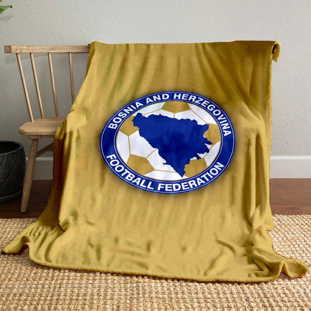 Bosnia Football Federation Emblem Patterned blanket, flannel, suitable for all seasons, home decor, warm and cozy