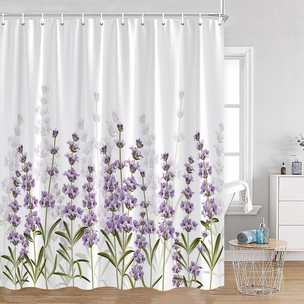 

Watercolor Flowers Shower Curtain Plants Green Leaves Butterfly Greenery Bathroom Decorations Polyester Fabric Bath Curtain 90x180cm-35x70in