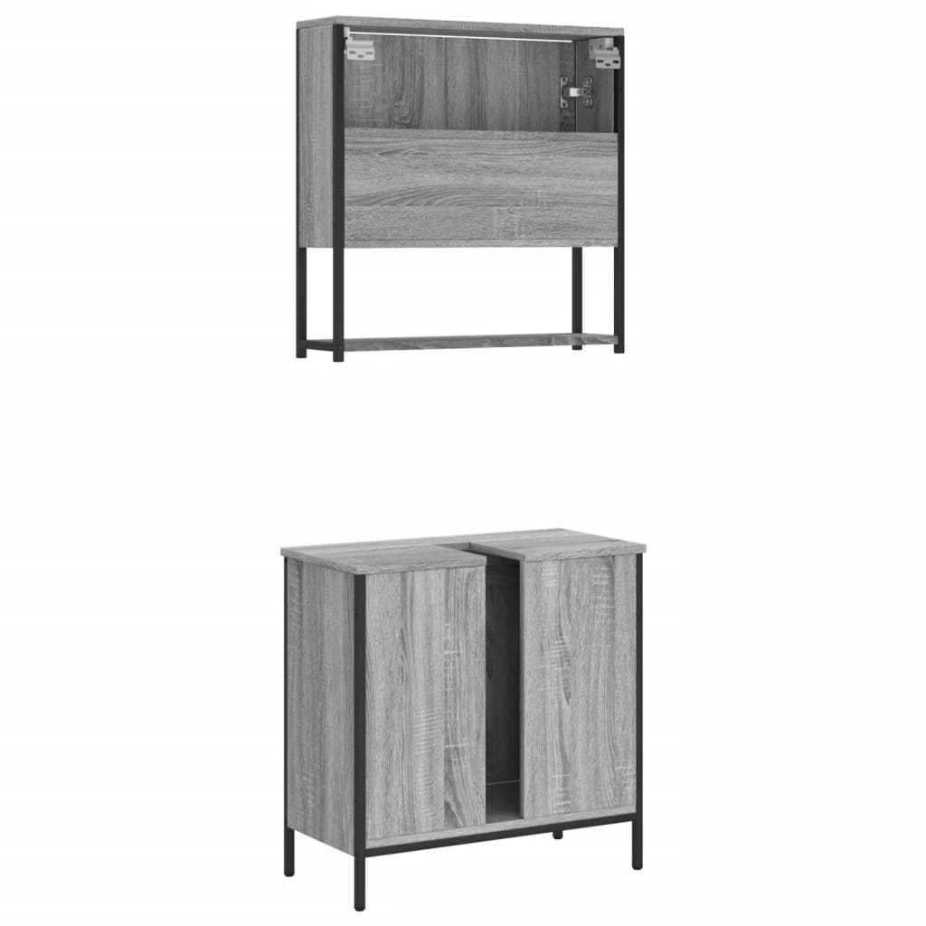Vidaxl Set di Mobili da Bagno a 2 Pezzi, Rovere Sonoma Grigio