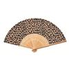 Stylish Leopard Leopard Print Folding Fan Bamboo Frame Lightweight Portable Vintage Handheld Fan Foldable Dance Hand Fan