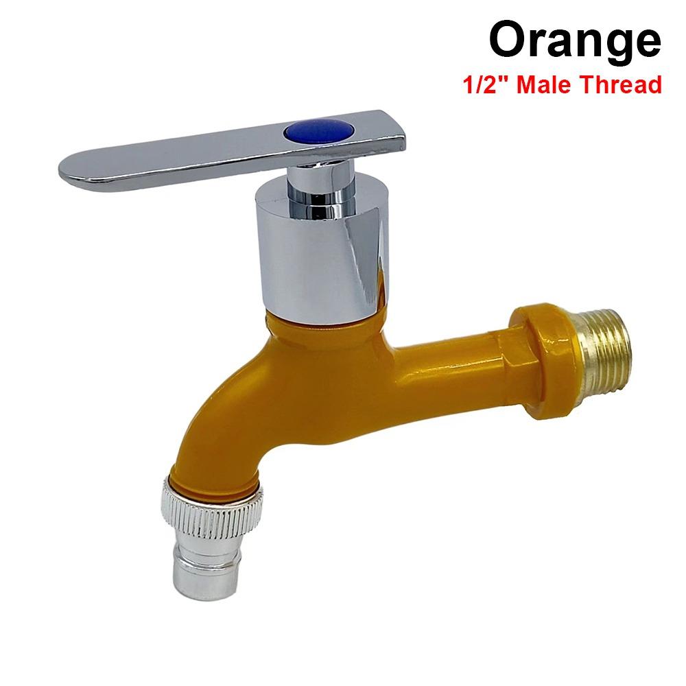 

1Pcs 1/2 Male Plastic Faucet 5 Colors Water Hose Quick Connector Garden Balcony orange
