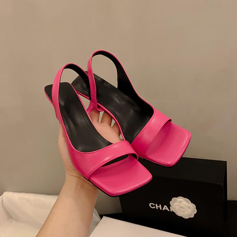 

Летние женские сандалии-гладиаторы, модные туфли для стриптиза с квадратным носком, элегантные женские босоножки на высоком каблуке 35