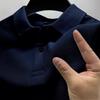 Men's Short Sleeve Polo Shirt - Solid Color, High-End Business Casual, with Lapel.
