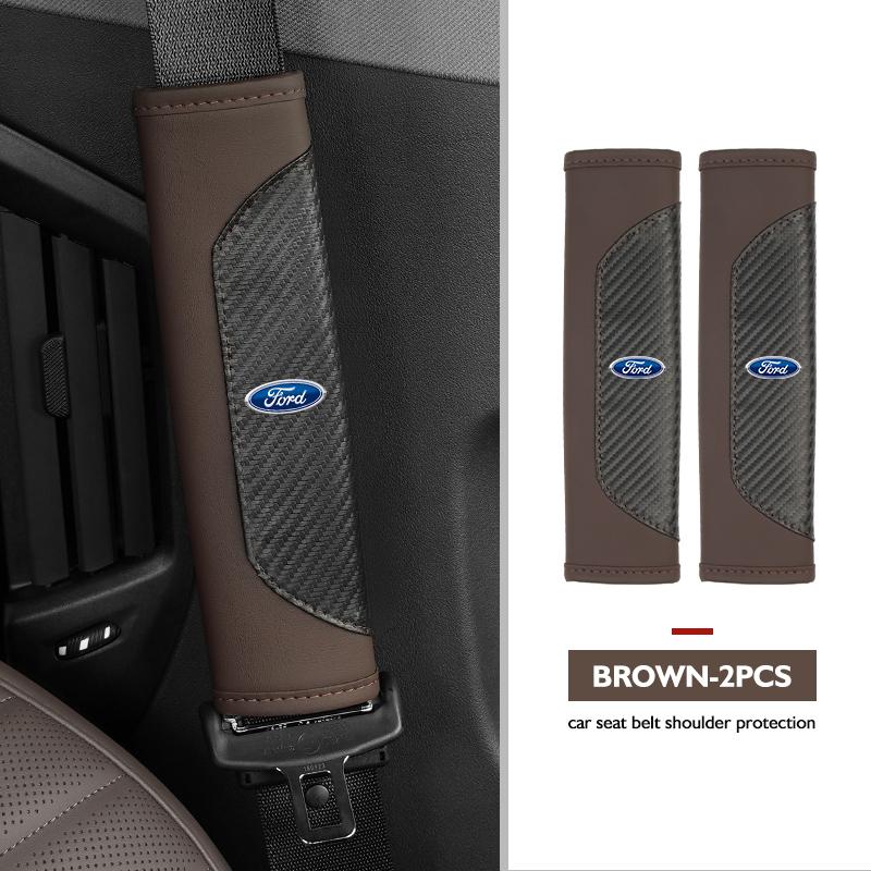 Luxury Carbon Fiber Splicing Seat Belt Cover Car Accessories For Ford Escort KA Flex Everest KA Expedition Falcon Fusion