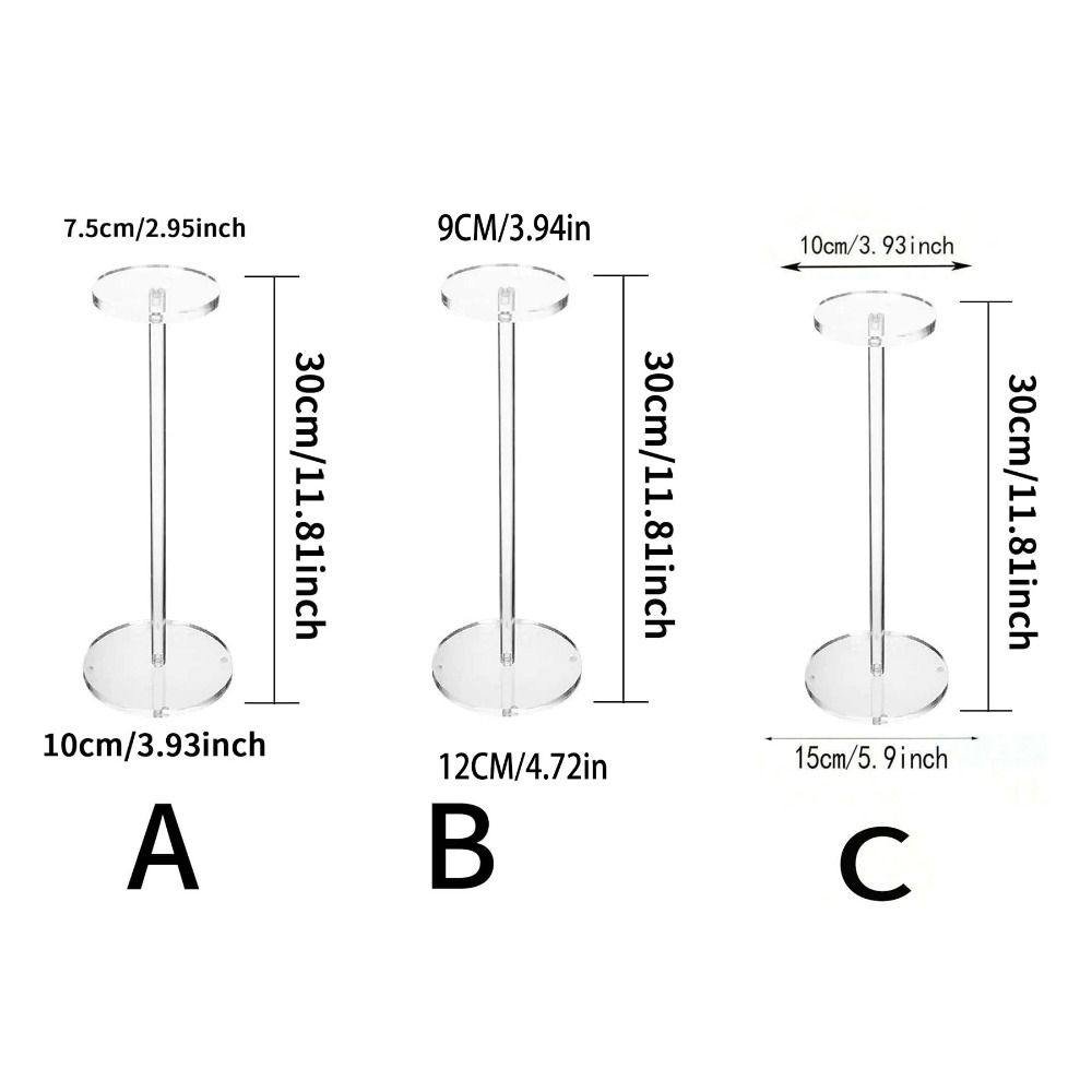 Round Hat & Wig Display Stand Acrylic Freestanding Plastic Shelf Desktop Storage Rack Wig Showcase