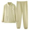 Air Cotton Sandwich Pajamas Women'S Autumn And Winter Pure Cotton Thickened Long Sleeves Can Be Worn Outside Loungewear Spring And Autumn Suit