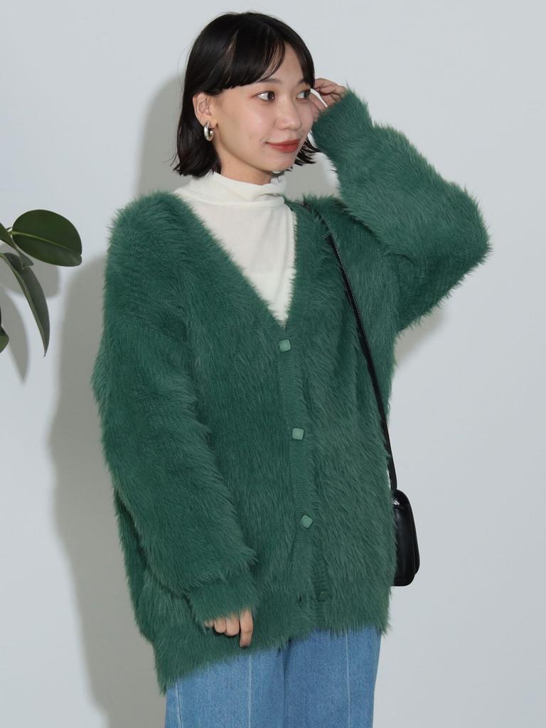 Strick-Federgarn-Cardigan GRÜN GRATIS [Beams Heart] L/S Damen