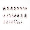 24Pcs/Set Quick Nails Simple French Black And White Flowers False Nials Sticker Wearable Waterproof Manicure Finished Nails