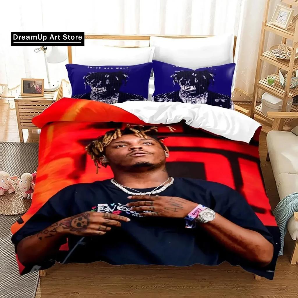 3D Print Fashion Juice Wrld Stars Bedding Set Boys Girls Twin Queen Full Size Duvet Cover Pillowcase Bed Adult Bedroom