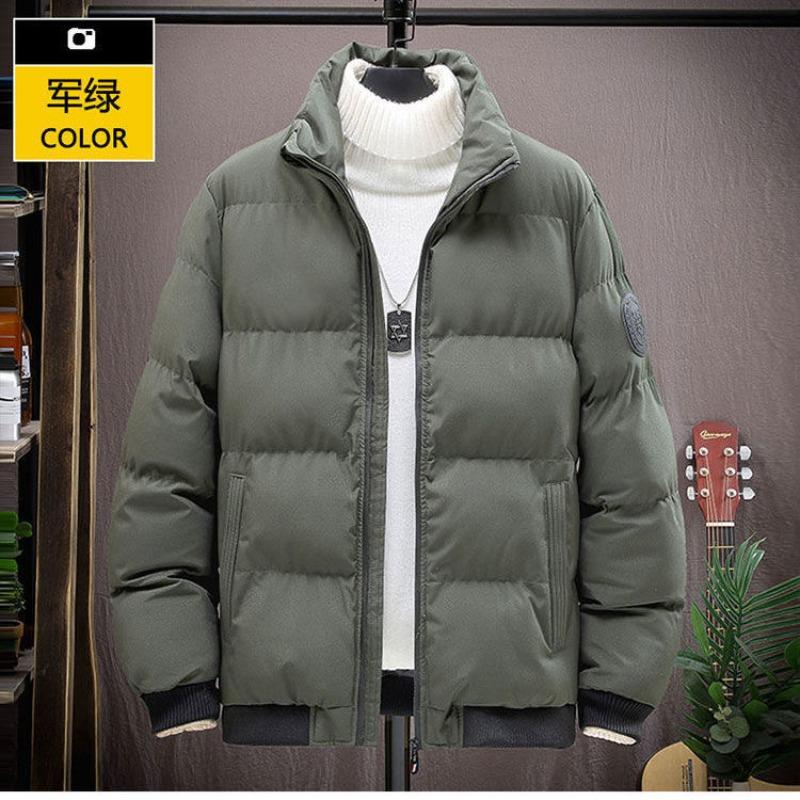 

Autumn and winter new cotton-padded clothes men s windproof trend simple and loose large size green velvet cotton jacket 5XL 180-100 kg армия зеленый