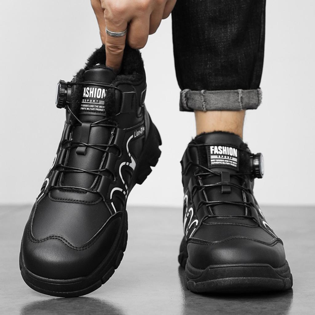 Winter New Style, High Top, Plush and Thickened, Men's Cotton Shoes, Swivel Buckle, Trendy Men's Shoes, British Style, Boots
