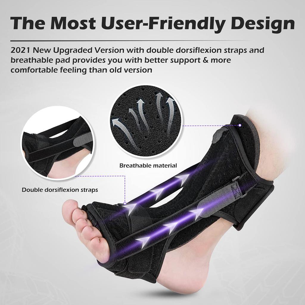 Plantar Fasciitis Night Splint Unisex Adjustable Foot Drop Orthotic Brace for Plantar Fasciitis & Achilles Tendonitis Relief