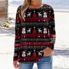 Women's Fashion Casual Long Sleeve Christmas Printed Round Neck Top