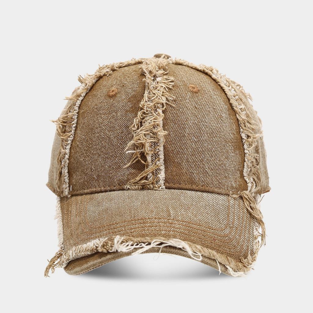 Trendy Brand Frayed Brim Baseball Cap Denim Washed Vintage Craft Unisex Versatile Street Style