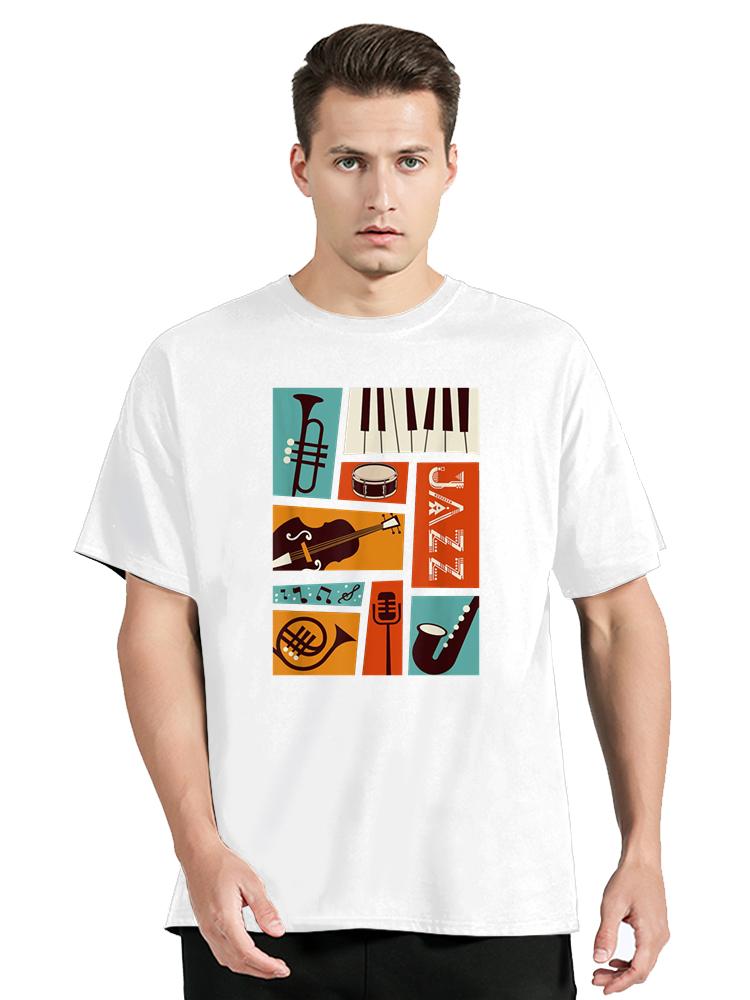 Jazz Snare Piano Music Jazz Band Musician Saxophone Trumpet T Shirt Graphic Cotton Birthday Gifts T-shirt Clothing Oversized