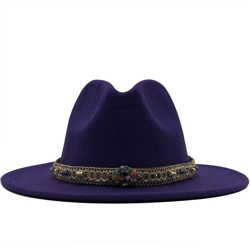 Woolen Top Hat European and American Fashion Ethnic Style Hat Flat-brimmed Big-brimmed Jazz Hat