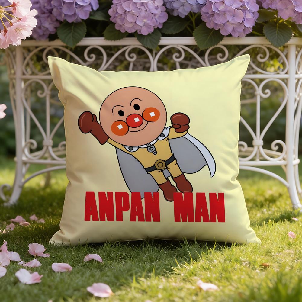 Cute A-Anpanman anime Cushion Cover Home & Car Dual-Scene Pillow Cover: Reversible for Premium Comfort