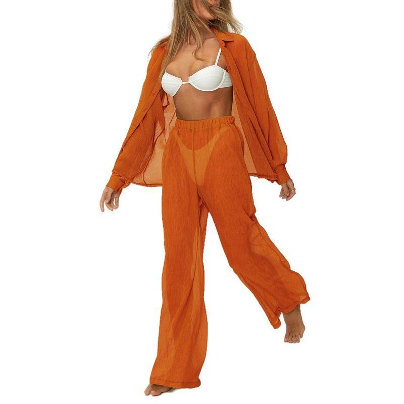 

Fashion Style Beautiful Summer New Arrival Women s Fashion All-Match Vertical Blouse Casual Cardigan Suit Women s Brick Red M