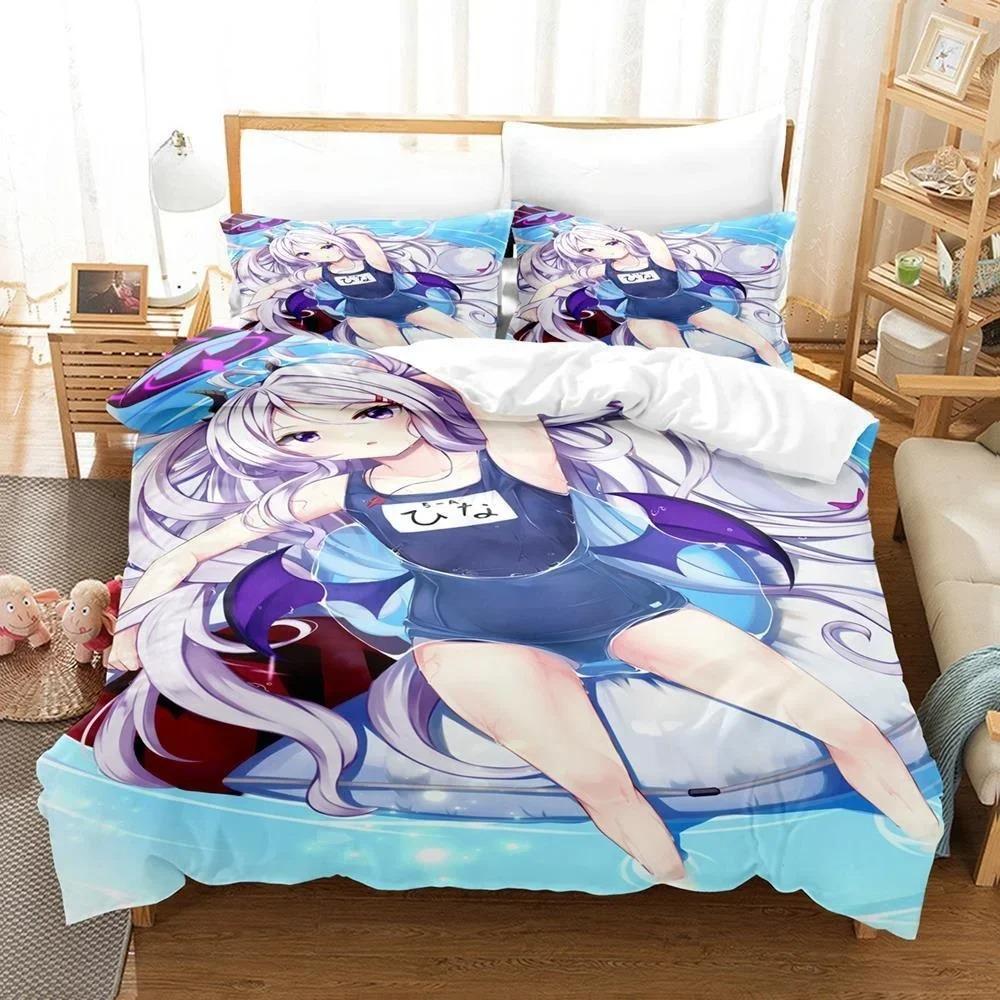 Anime Bed Sheet Kawaii Girl Blue Archive Bedding Set Single Twin Full Queen King Size Bed Set Aldult Kid Bedroom Duvetcover Sets