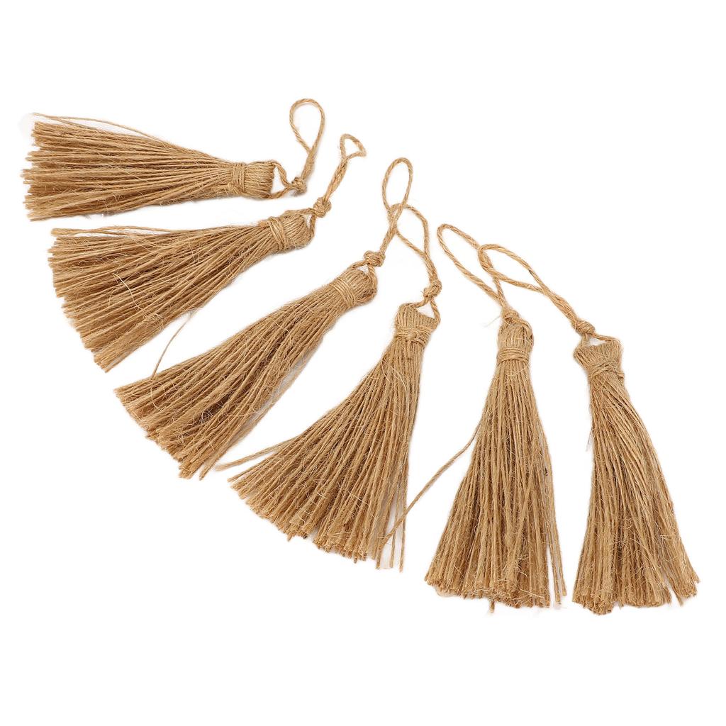 6Pcs Natural Jute Tassels Simple Rustic Style Natural Jute Widely Used Bookmark Tassels for Jewelry