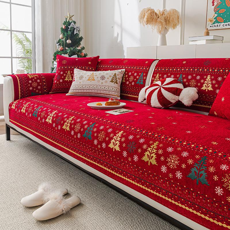 

Чехол-мат на диван Рождественская елка 2025 Новый легкий люкс Премиум Фиксированный Цельный Комбинация Теплая Ткань Чехол Нескользящий Чехол на диван 70x70cm