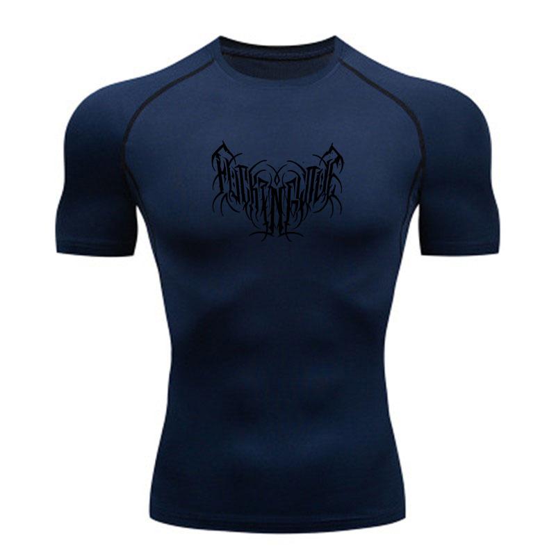 Men's Gothic Deathmetal Graphic Compression Workout T-Shirt, Quick Dry Breathable Athletic Top for Gym Running Training