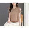 Summer Round Neck Hollow Ice Silk Knitted Shirt for Women Women's Short Sleeved T-shirt Loose Top