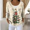 Women's Fashion Long Sleeve Christmas Snowman Snowflake Print Jacket Cardigan
