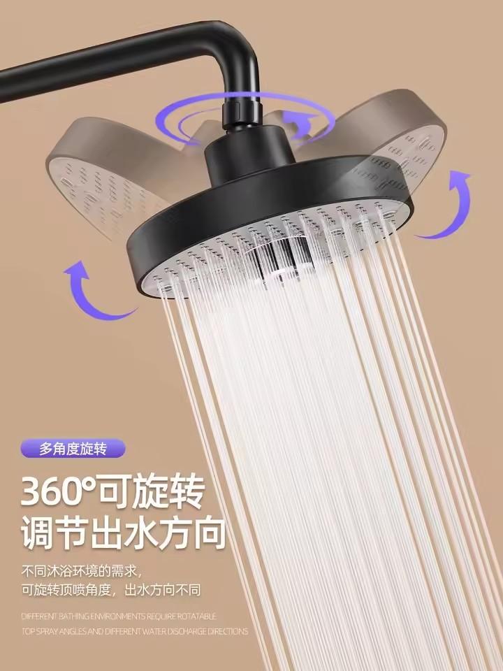 New 5 Modes Large Flow Ceiling Mounted Supercharge Shower Head Set 7 Inches Big Panel High Pressure Abs Rainfall Bathroom Shower