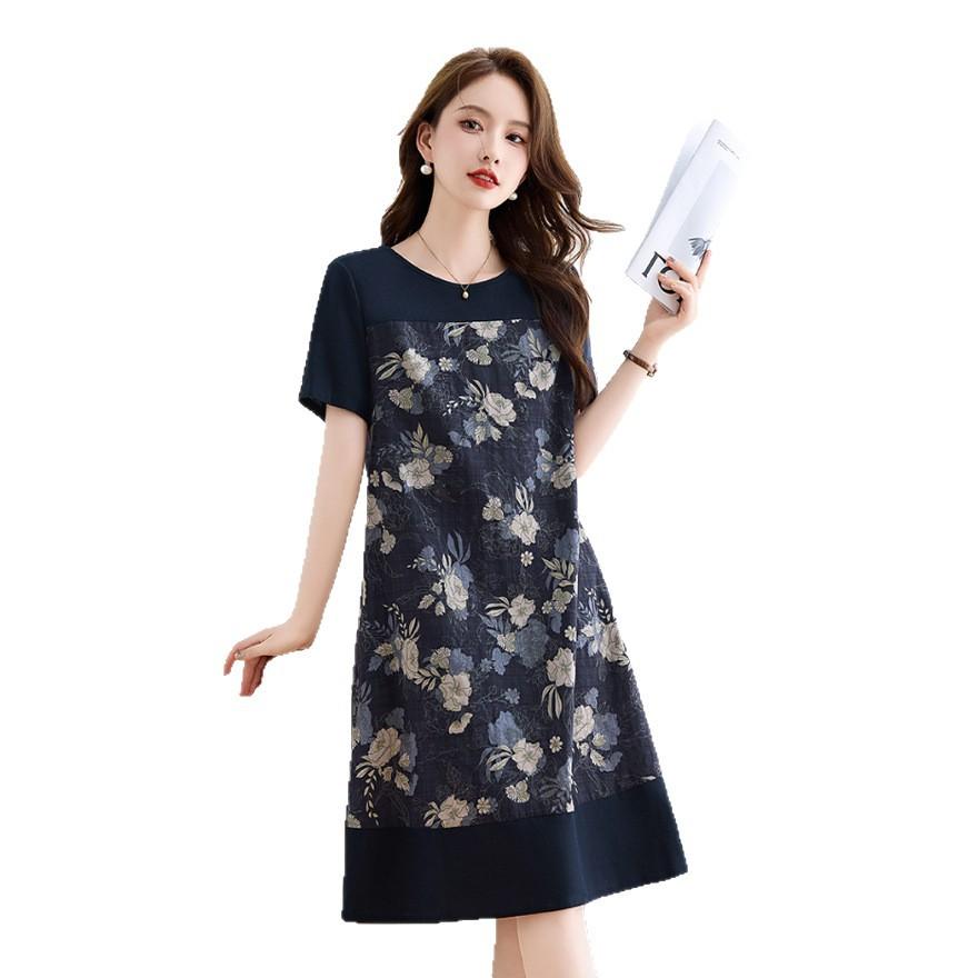 Cotton and Linen Dress Women's Summer New Small Temperament Loose Belly and Thin Casual Skirt