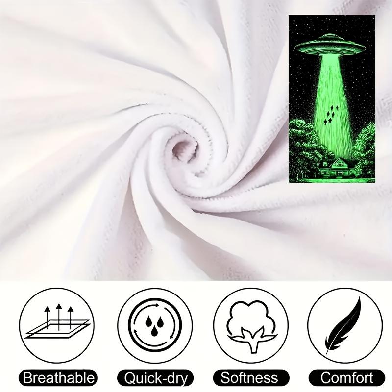 UFO Alien Beach Towel Sci Fi Print Quick Dry Microfiber Large Bath Towel For Men Women Summer Night Party Swim Pool