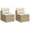 VidaXL Garden Sofas Without Armrests with Cushions 2 Pcs, Patio Seats, Outdoor Balcony Terrace Furniture, Beige 365834