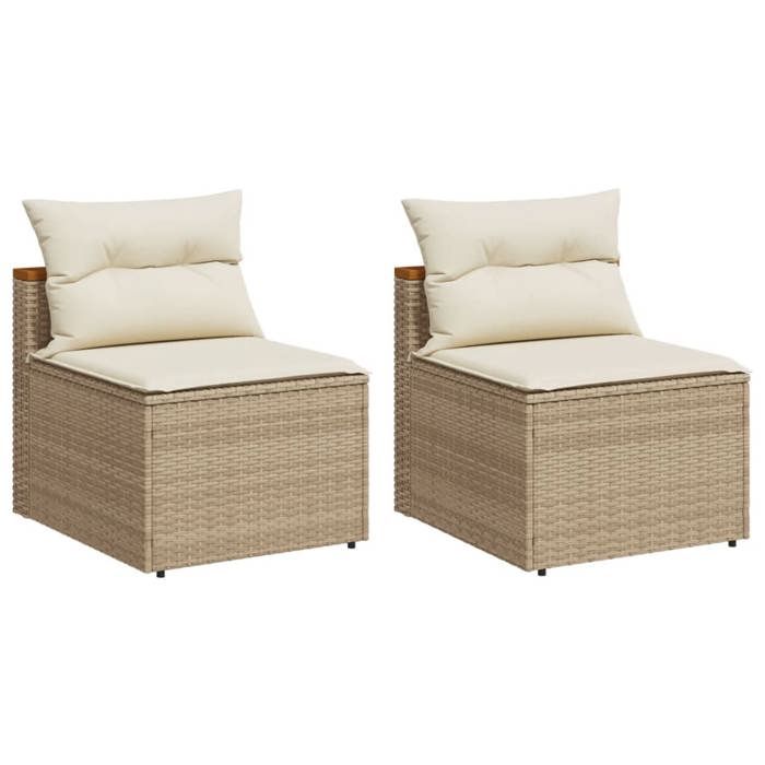 VidaXL Garden Sofas Without Armrests with Cushions 2 Pcs, Patio Seats, Outdoor Balcony Terrace Furniture, Beige 365834