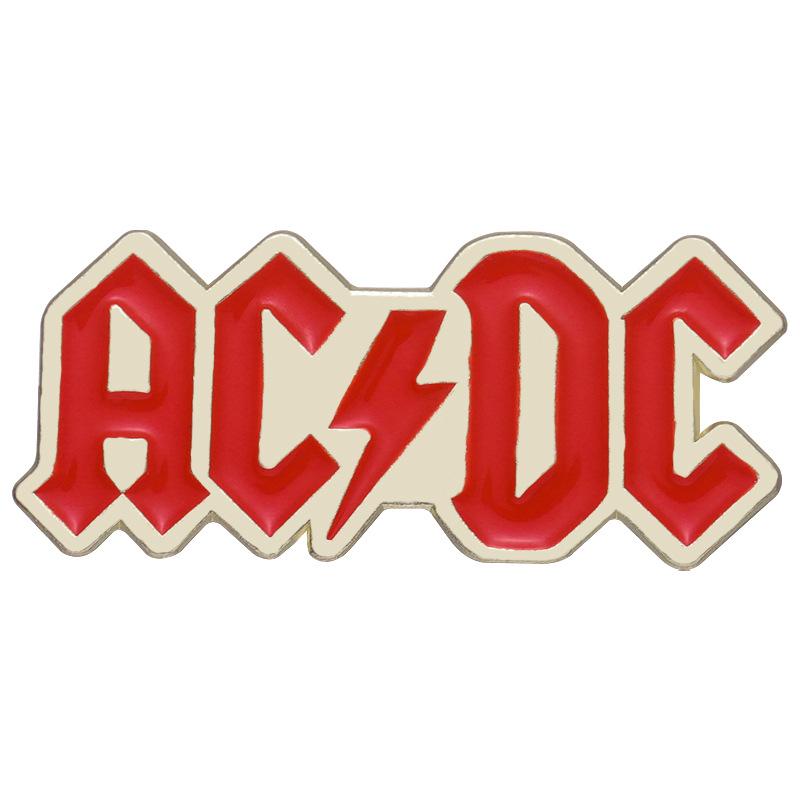 

Модный значок группы Acdc в стиле рок, шикарный геометрический дизайн с буквами, идеальный подарок для всех