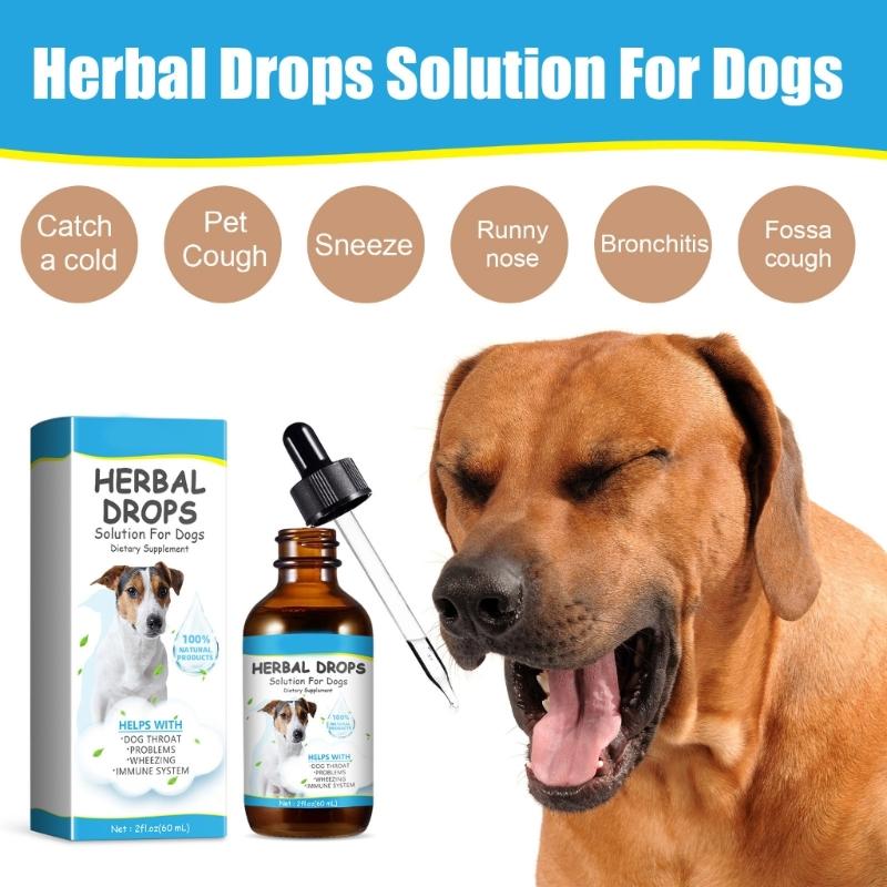 Pet Herbal Drop for Nighttime Cough Relief Safe Natural Formula Cough Throat Symptoms Soothing Calming Essential Oil