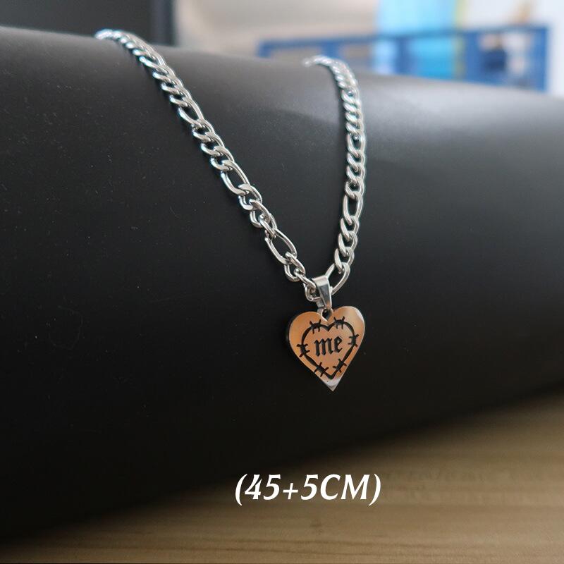 Titanium Steel Heart Necklace For Woman Man Punk Kpop Flame Love Pendant Unisex Collar Chain for Hot Girls Couples Gift