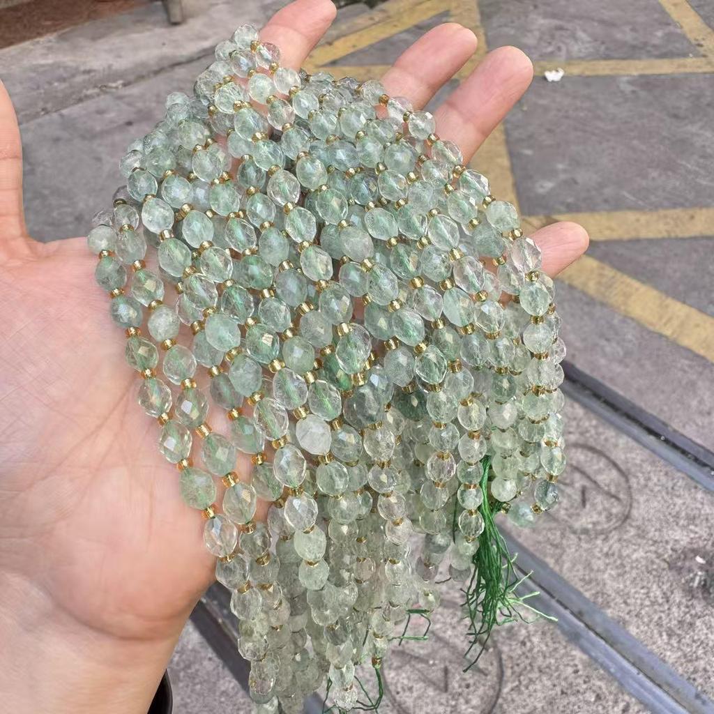 Natural Green Fluorite Faceted Rice Beads for DIY Jewelry Making and Beading