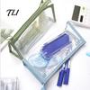 School Supplies Case Transparent PVC Pencil Case, Large Capacity Waterproof Stationery Student Pen Storage Organizer, Durable Zipper Bag for Exam