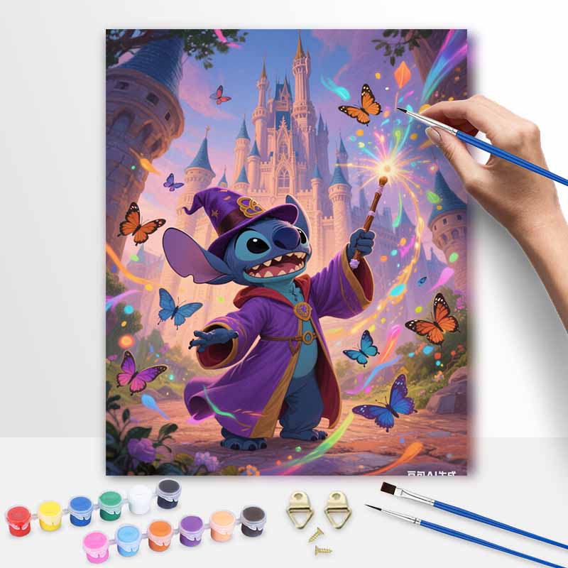 Disney Digital Oil Painting Art Kit Wizard Stitch Magic Castle Hand Filled Home Decor 20x30cm