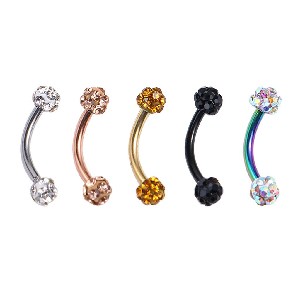 Piercing Ring For Women Curved Barbell Eyebrow Stud Ball Nose Ring Fake Lip Stud Piercing Jewelry